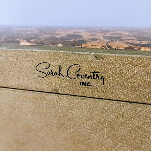 Vintage Sarah Coventry Jewelry Box, Extra Large Organizer, Gold Brown Retro 70s - Picture 4 of 14